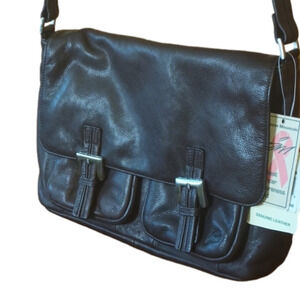 NWT Brown Leather Satchel Flap Closure Shoulder bag